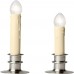 Racdde Set of Four Adjustable Height Battery Operated LED Window Candles with Daily Timer Ivory Candle Stick. (Brushed Nickel) 