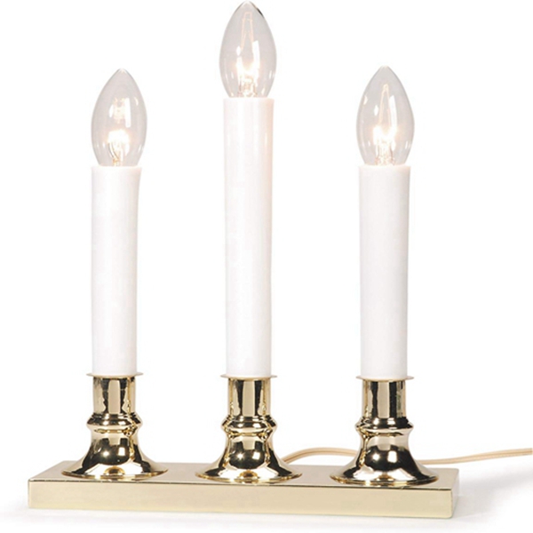 Racdde 3-Piece Light Brass Plated Candle Lamp with Box Shpaed Base 