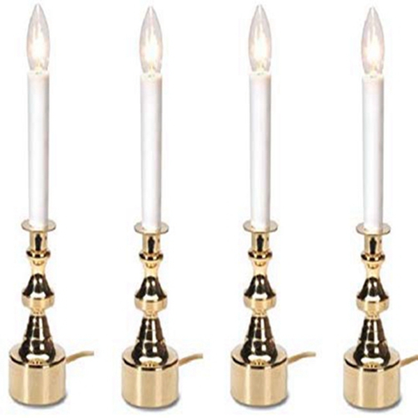 Racdde 7W 12" Gold Electric Window Candle Lamps - Quantity 4 
