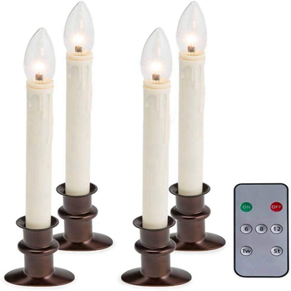 Racdde Adjustable Window Hugger Candles Set of 4 with Remote - Bronze 