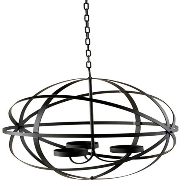 Racdde Outdoor Spherical Chandelier Candle Holder Black Steel Provides Lighting and Soft Glow To Outside Space Perfect For Porch Deck Or Patio Light 