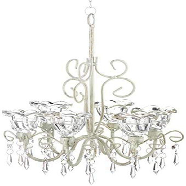 Racdde Distressed Ivory Six-Candle Chandelier 
