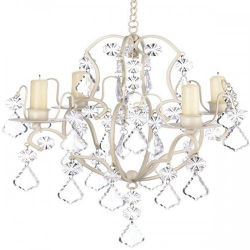 Racdde Chandelier Candle Holders, Ivory White Hanging Candle Chandelier Holder - Iron 
