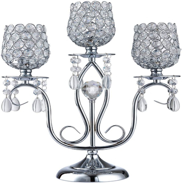 Racdde Candelabra Centerpiece, 3 arm Candle Holders Crystal for Wedding Birthday Festival Housewarming Coffee Candlelit Banquet Dining Table Fireplace Wall Candlestick 