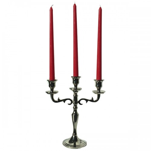 Racdde Hamptons Three Arm Silver Candelabra, Hand Crafted of Silver Aluminum Nickel, 10.25 Inches High, Weighted 