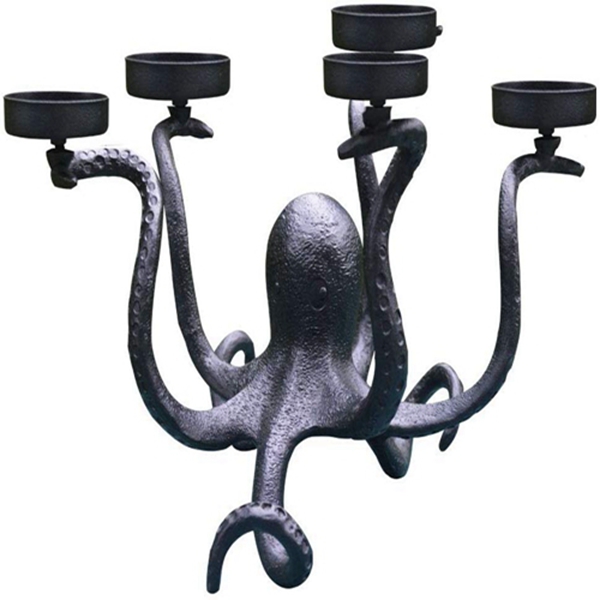 Racdde Candle Holders Octopus Candelabra for Tealight Set of 5 Decorated on Desk or Table or Fireplace with Black 