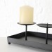 Racdde Tribeca Candelabra for 4 Votive or Pillar Candles, Black Metal, Spiked and Raised Circular Candle Platforms, Rectangle, Durable Iron, 15.75 L x 6 W x 3.5 H inches. 