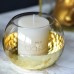 Racdde Hurricane Candleholders Clear Glass with Golden Honeycomb Decor Dining Table Centerpieces Bowl Tea Light Holders Gifts for Wedding Housewarming Christmas Party，4.7'' H x 5.6'' D 