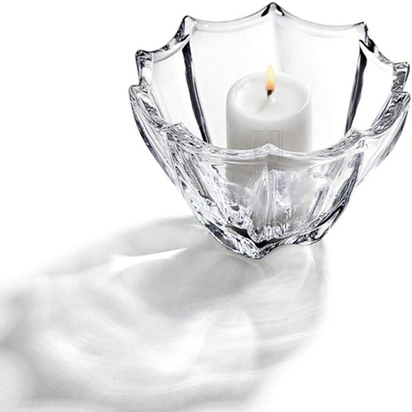 Racdde Studio Silversmiths Round Scalloped Wave Clear Crystal Candle Tea Light Votive Holder Bowl 