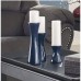 Racdde - Cais Ceramic Candle Holder Set - 3 Pieces - Assorted Sizes - Contemporary - Navy 