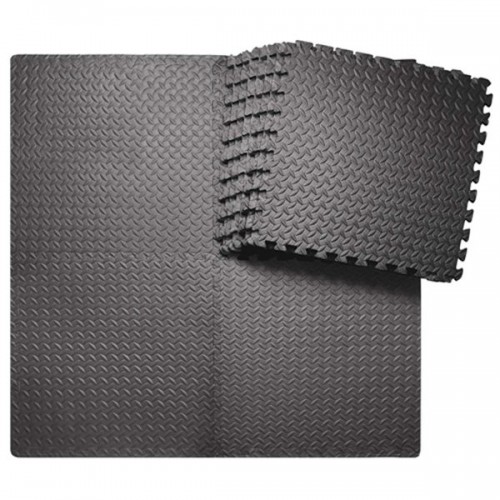 Racdde 12/24 Tiles Gym Mat Exercise Mats Puzzle Foam Mats Gym Flooring Mat Interlocking Foam Mats with EVA Foam Floor Tiles for Gym Equipment Workouts, Black/Gray 