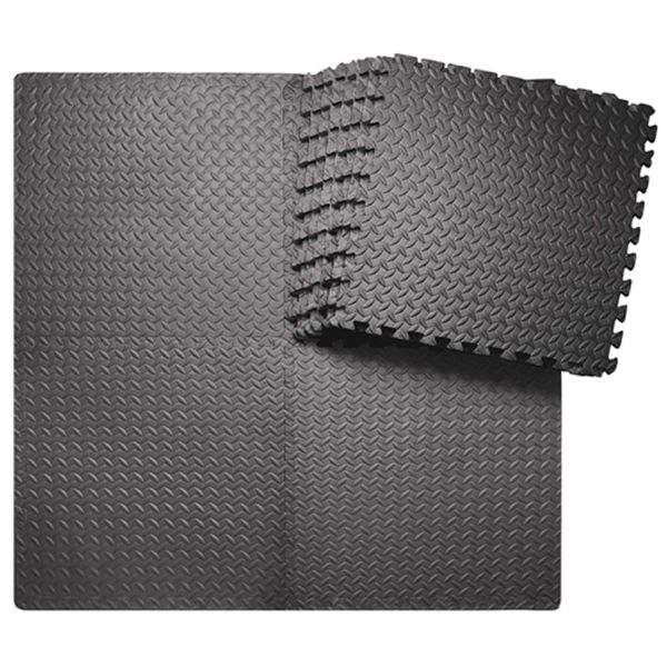 Racdde 12/24 Tiles Gym Mat Exercise Mats Puzzle Foam Mats Gym Flooring Mat Interlocking Foam Mats with EVA Foam Floor Tiles for Gym Equipment Workouts, Black/Gray 
