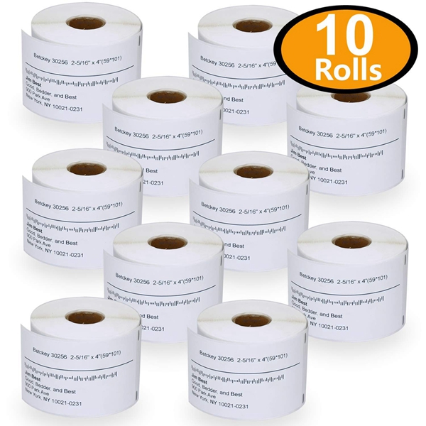 Racdde 10 Rolls DYMO 30256 Compatible 2-5/16" x 4"(59mm x 101mm) Large Shipping Labels,Perforated & Premium Adhesive 