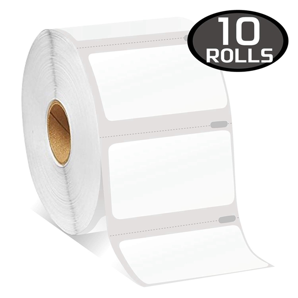 Racdde 10 Rolls DYMO 30334 Compatible 2-1/4" x 1-1/4"(57mm x 32mm) Medium Multipurpose/Barcode/FNSKU/UPC/FBA Labels,Strong Permanent Adhesive, Perforated 
