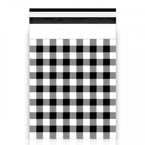 Racdde 100 Count - 10" x 13", Black Gingham Plaid Poly Mailer Envelope, Mailing Shipping Bags with Self Seal Strip 