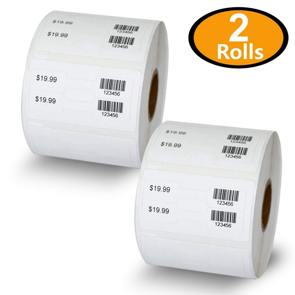Racdde 2 Rolls Dymo 30299 Compatible 3/8" x 3/4" LabelWriter Self-Adhesive Jewelry/Price Tag 2-up Labels 