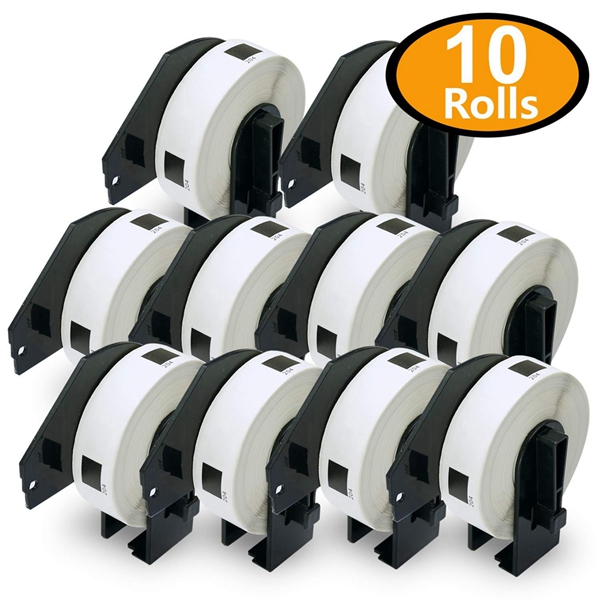 Racdde - Compatible DK-1204 Small 2/3" x 2-1/8"(17mm x 54mm) Replacement Labels,Compatible with Brother QL Label Printers [10 Rolls/4000 Labels with Refillable Cartridge Frame] 