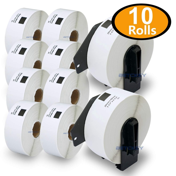 Racdde - Compatible DK-1201 Standard Address 1-1/7" x 3-1/2"(29mm x 90mm) Replacement Labels,Compatible with Brother QL Label Printers,[10 Rolls/4000 Labels + 2 Refillable Cartridge Frame] 