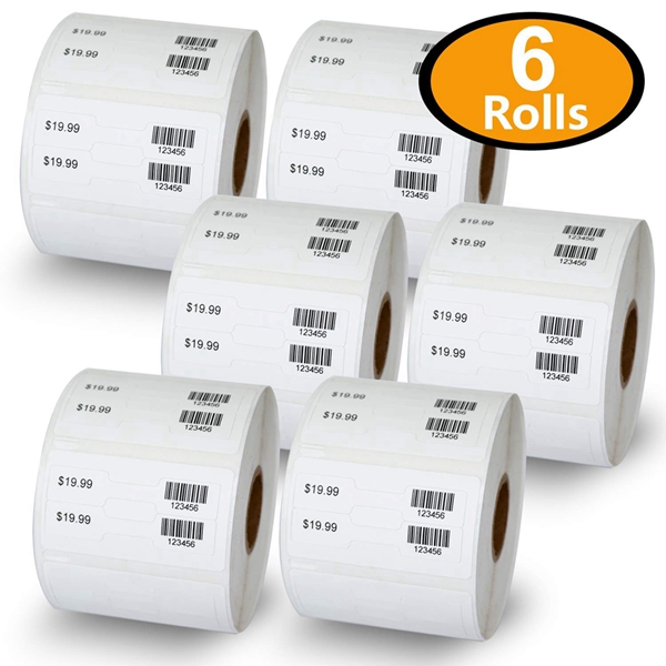 Racdde 6 Rolls Dymo 30299 Compatible 3/8" x 3/4" LabelWriter Self-Adhesive Jewelry/Price Tag 2-up Labels 