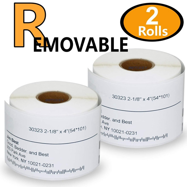 Racdde 2 Rolls DYMO 30323 Removable Compatible 2-1/8" x 4"(54mm x 101mm) Large Shipping Labels,Removable Compatible with Dymo 450, 450 Turbo, 4XL and Many More 