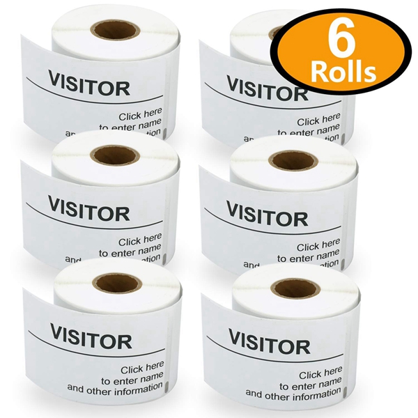 Racdde 6 Rolls Dymo 30857 Compatible 2-1/4" x 4" LabelWriter Self-Adhesive White Visitor Name Tag Badge Labels 