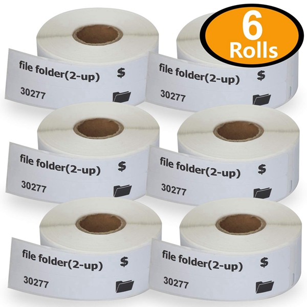  Racdde 6 Rolls Dymo 30277 Compatible 9/16" x 3-7/16"(14mm x 87mm) File Folder(2-up) Labels 260 Labels Per Roll 