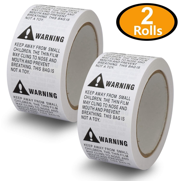 Racdde 2 Rolls/1000 Labels,Suffocation Warning,Keep Away from Small Children,2" X 2" Removable Label Stickers 