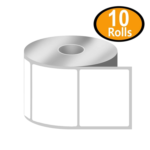Racdde- 2" x 2" Square Labels Compatible with Zebra & Rollo Label Printer,Premium Adhesive & Perforated[10 Rolls, 7500 Labels] 