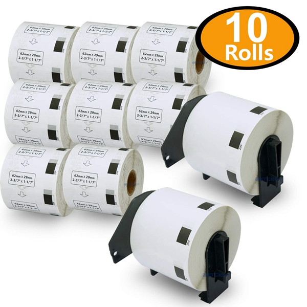 Racdde - Compatible DK-1209 Small Address & Barcode 1-1/7" x 2-3/7" Replacement Labels,Compatible with Brother QL Label Printers [10 Rolls/8000 Labels + 2 Refillable Cartridge Frame] 