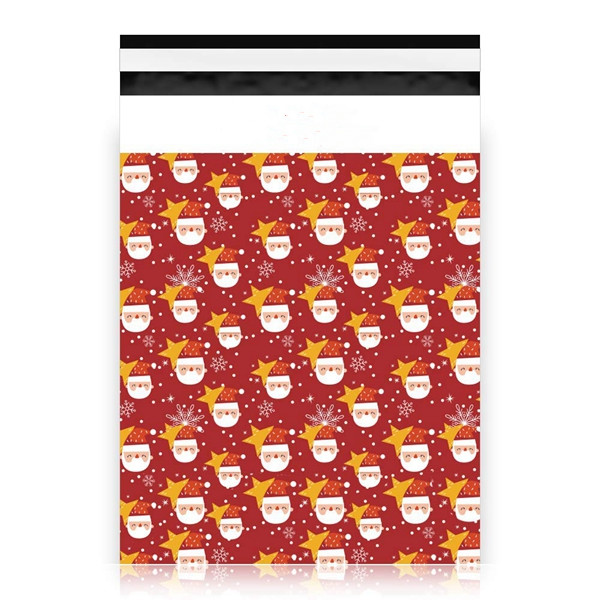 Racdde 100 Count - 10" x 13", Red Christmas Santa Claus Poly Mailer Envelope, Mailing Shipping Bags with Self Seal Strip 