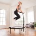 Racdde Silent Fitness Mini Trampoline with Adjustable Handrail Bar – Indoor Rebounder for Adults – Best Urban Cardio Jump Fitness Workout Trainer, Covered Bungee Rope System – Max Limit 286 lbs 