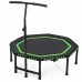 Racdde Indoor Fitness Trampoline Folding 48 Inch with Adjustable Handrail and Safety Pad, Exercise Trampoline Rebounder for Indoor/Garden Workout (Green) 