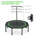 Racdde Indoor Fitness Trampoline Folding 48 Inch with Adjustable Handrail and Safety Pad, Exercise Trampoline Rebounder for Indoor/Garden Workout (Green) 