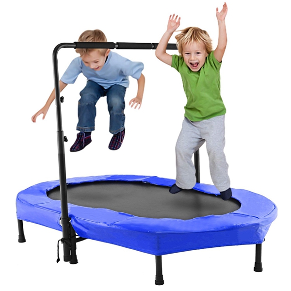 Racdde Foldable Trampoline, Mini Rebounder Trampoline with Adjustable Handle, Exercise Trampoline for Indoor/Garden/Workout Cardio, Parent-Child Twins Trampoline Max Load 220lbs 