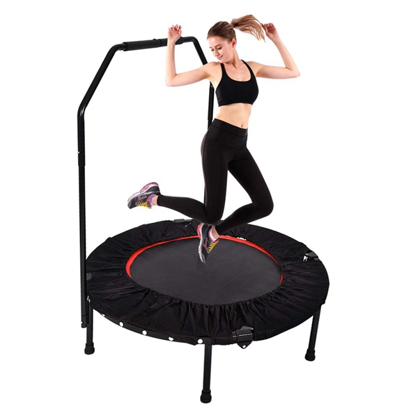 Racdde 40" Mini Trampoline Rebounder, Portable & Foldable Exercise Trampoline with Handrail for Adults Kids Body Fitness Training Workouts, Indoor/Garden/Workout Cardio (Max Load 330 lbs) 
