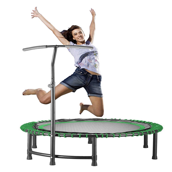 Racdde 45''Ultra Quiet Fitness Mini Circular Trampoline with Adjustable Handle,Safe Elastic Band – Indoor Fitness/Home Workout Cardio Training for Adults 