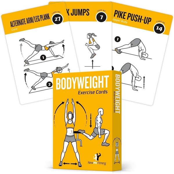 Racdde Exercise Cards BODYWEIGHT - Home Gym Workout Personal Trainer Fitness Program Tones Core Ab Legs Glutes Chest Biceps Total Upper Body Workouts Calisthenics Training Routine 