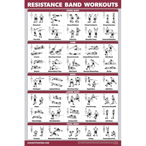 Racdde Resistance Bands Workout Exercise Poster - Double Sided (Laminated, 18" x 27") 