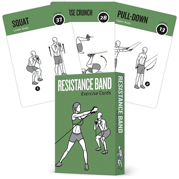 Racdde Resistance Band Tube Exercise Cards - Extra Large with 6 Effective Home Workouts : Large, Durable & Waterproof with Diagrams and Instructions : Simple Fitness Guide for Men & Women : 62 Cards 