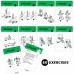 Racdde Gym Equipment Exercise Cards, Set of 62 - Guided Workouts for Strength & Cardio :: Illustrated Fitness Cards with 50 Exercises, for Men & Women :: Large, Durable, Waterproof 