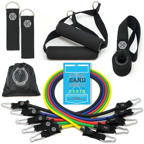 Racdde Resistance Bands Set, Exercise Bands for Working Out - Includes Stackable Workout Bands, Handles, Ankle Straps, Door Anchor, Carry Bag & Advanced eBook 