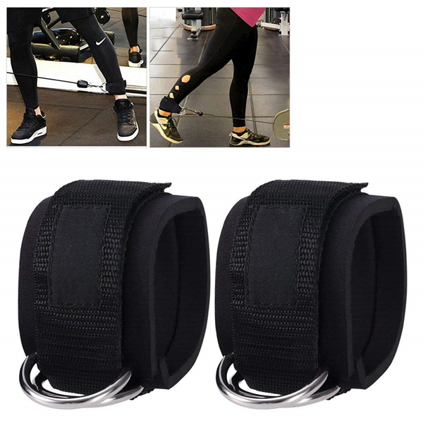 Racdde 2PCS Ankle Straps for Cable Machines Weightlifting Gym Workout Fitness Double D-Ring Neoprene Padded Ankle Cuffs for Legs, Abs and Glute Exercises with Carry Bag Fits Men&Women 
