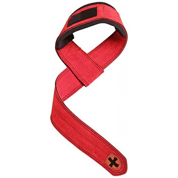 Racdde Padded Leather Lifting Straps, Red 