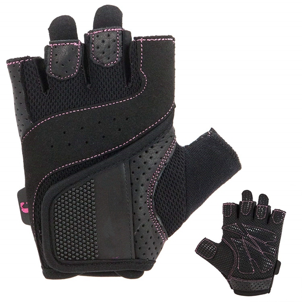 Racdde 5137 Womens Padded Weight Lifting Gloves w/Grip-Lock Padding (Pair) - Machine Washable Fingerless Workout Gloves Designed Specifically for Women - Contraband Sports 