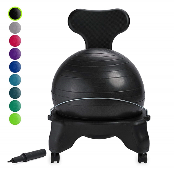 Racdde Classic Balance Ball Chair – Exercise Stability Yoga Ball Premium Ergonomic Chair for Home and Office Desk with Air Pump, Exercise Guide and Satisfaction Guarantee 