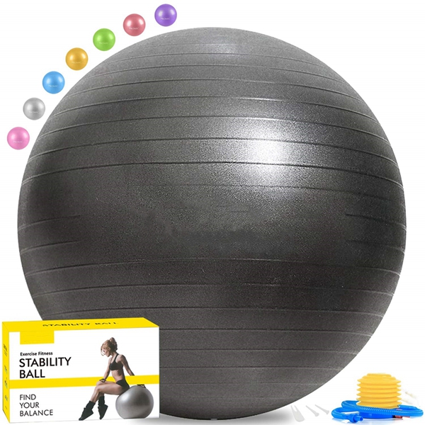 Racdde Exercise Ball (45-85cm) with Quick Foot Pump, Professional Grade Anti Burst & Slip Resistant Stability Balance Ball for Yoga, Workout, Cardio Drumming, Classroom, Work Chair (8 Colors) 