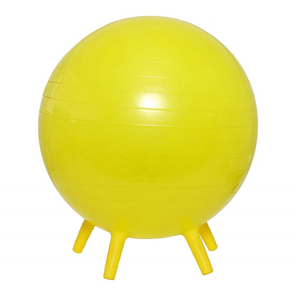 Racdde Non-Slip Inflatable Exercise Ball with Stability Feet for Exercise, Workout, Core Training, Stability, Yoga, Pilates and Balance Training in Gym, Office, Home or Classroom. Yellow 18" (45 cm) 