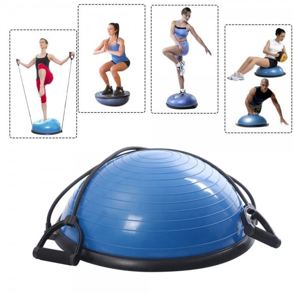 Racdde Yoga Half Ball Dome Balance Trainer Fitness Strength Exercise Workout with Pump Blue by SKB 