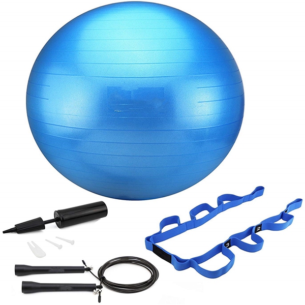 Racdde Exercise Ball Set - 65cm Anti-Burst Balance Ball for Yoga, Pilates, Birthing, Stability Training and Physical Therapy | Includes Stretch Band, Jump Rope and Air Pump 