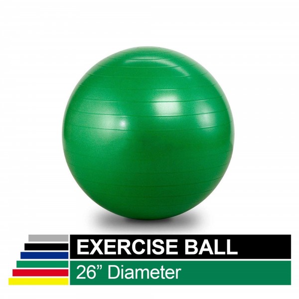 Racdde Exercise Ball, Professional Series Stability Ball with 65 cm Diameter for Athletes 5'7" to 6'1" Tall, Slow Deflate Fitness Ball for Improved Posture, Balance, Yoga, Pilates, Core, Green 